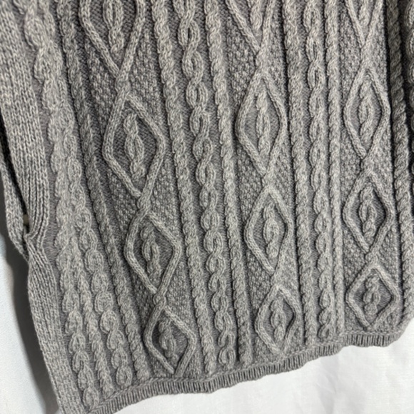 Vintage Arancrafts Ireland Heathered Gray Chunky Knit Poncho Cardigan Size M/L - Picture 6 of 9